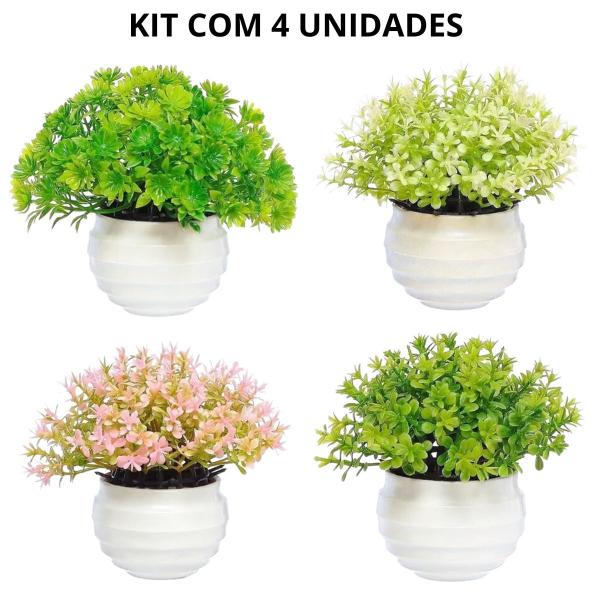 Imagem de Kit 4 Vasos Vasinhos Plantas Flores Artificial Decoração