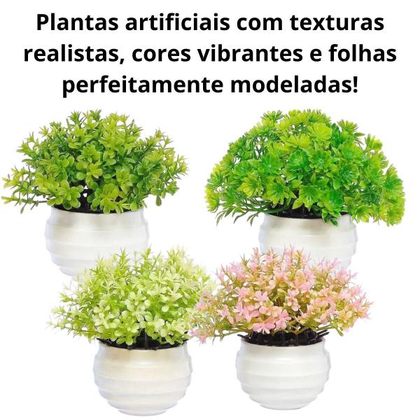 Imagem de Kit 4 Vasos Vasinhos Plantas Flores Artificial Decoração