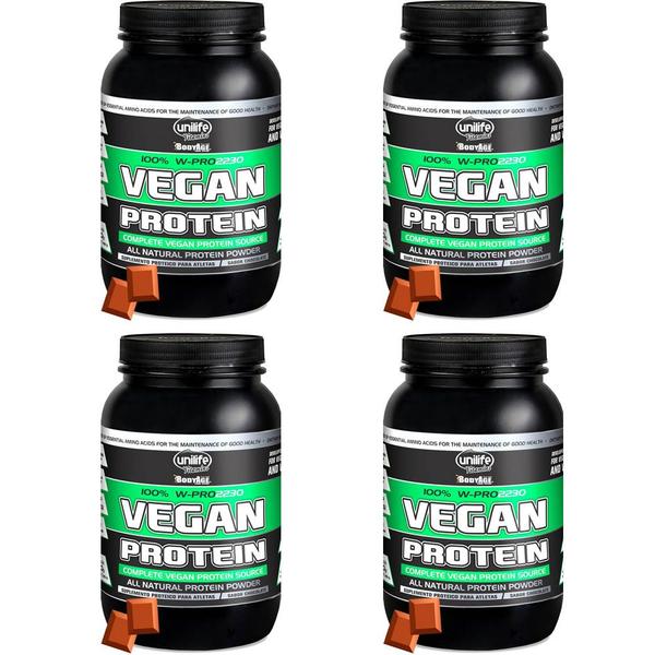 Imagem de Kit 4 Vegan Protein W-Pro Chocolate Unilife 900g Vegano