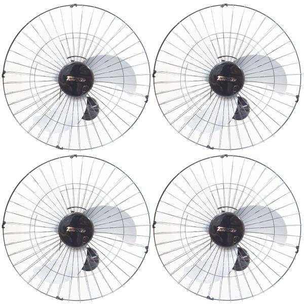 Imagem de Kit 4 Ventiladores Parede 60cm 200W Industrial Turbo Turbão 3 Pás Bivolt 110V 220V Preto Vitalex