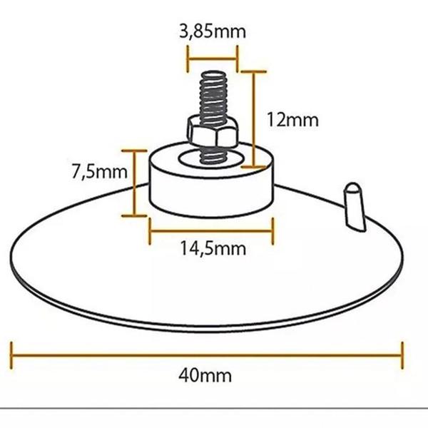 Imagem de Kit 4 Ventosas De 40Mm (4 Cm) Pvc Cristal C/Parafuso E Porca