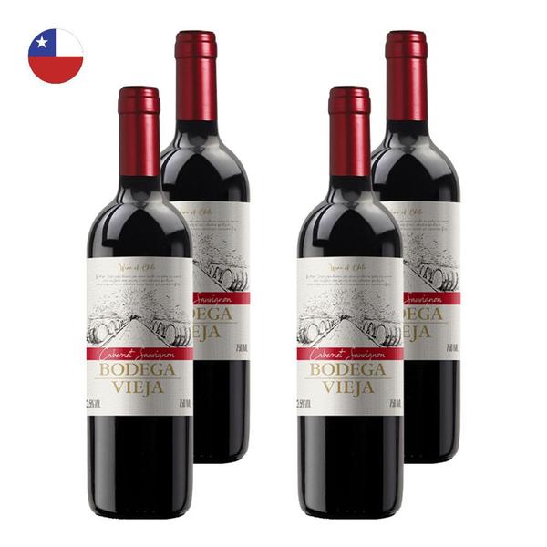 Imagem de Kit 4 Vinhos Bodega Vieja Cabernet Sauvignon Tinto Chile 750ml