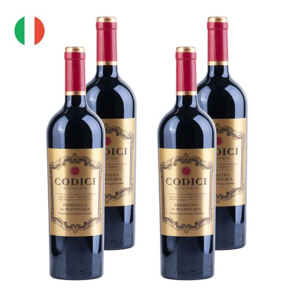 Imagem de Kit 4 Vinhos Codici Primitivo di Manduria Tinto Itália 750ml