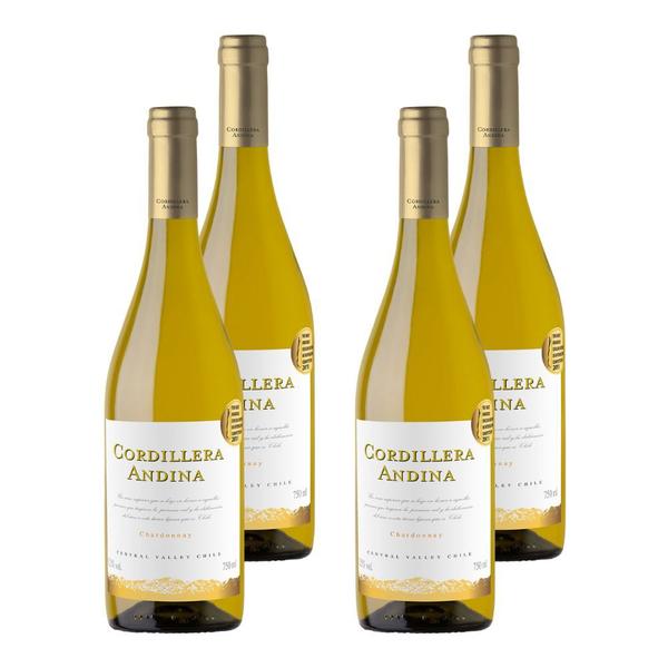 Imagem de Kit 4 Vinhos Cordillera Andina Chardonnay Branco Chile 750ml