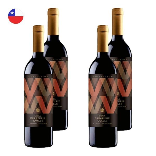 Imagem de Kit 4 Vinhos Errazuriz Collection Cabernet Sauvignon Tinto Chile 750ml