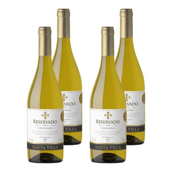 Imagem de Kit 4 Vinhos Santa Villa Reservado Chardonnay Branco Chile 750ml