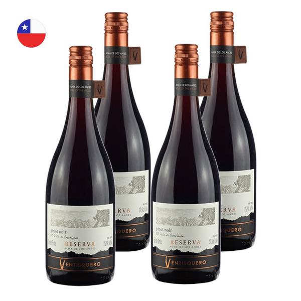 Imagem de Kit 4 Vinhos Ventisquero Reserva Pinot Noir Tinto Chile 750ml