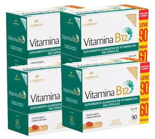 Imagem de Kit 4 Vitamina B12 90 Cps - La San-Day