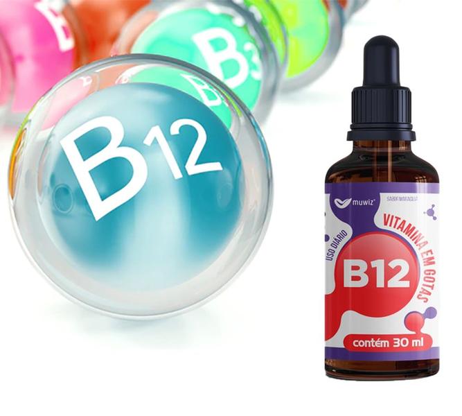 Imagem de Kit 4 vitamina b12 sublingual gotas alto teor e rápida absorção muwiz