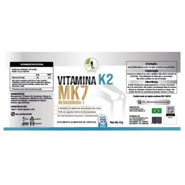 Imagem de Kit 4 Vitamina K2 MK7 Menaquinona 7 350mg 480 Cápsulas Fits Life