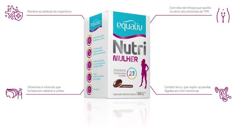 Imagem de Kit 4 Vitamina Nutri Mulher Com Óleo de Linhaça 60 caps - Equaliv