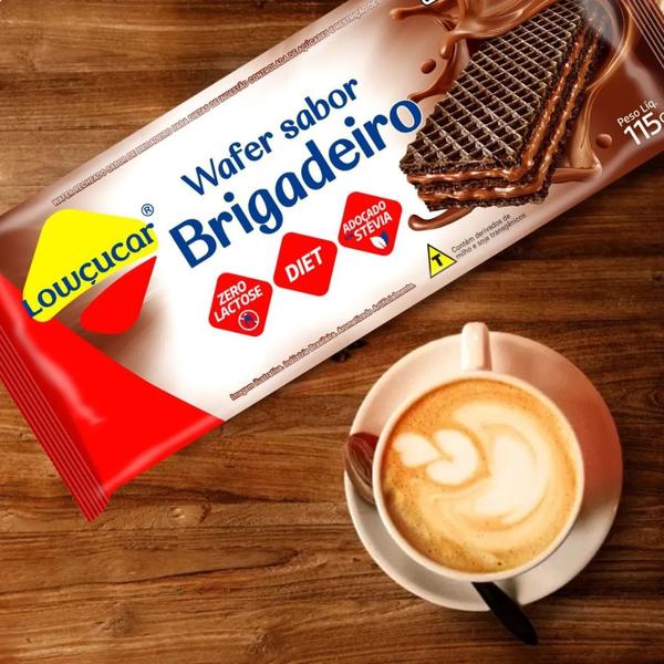 Imagem de Kit 4 wafer sabor brigadeiro zero acucar zero lactose zero gordura trans baixo teor de sodio lowcucar 115g