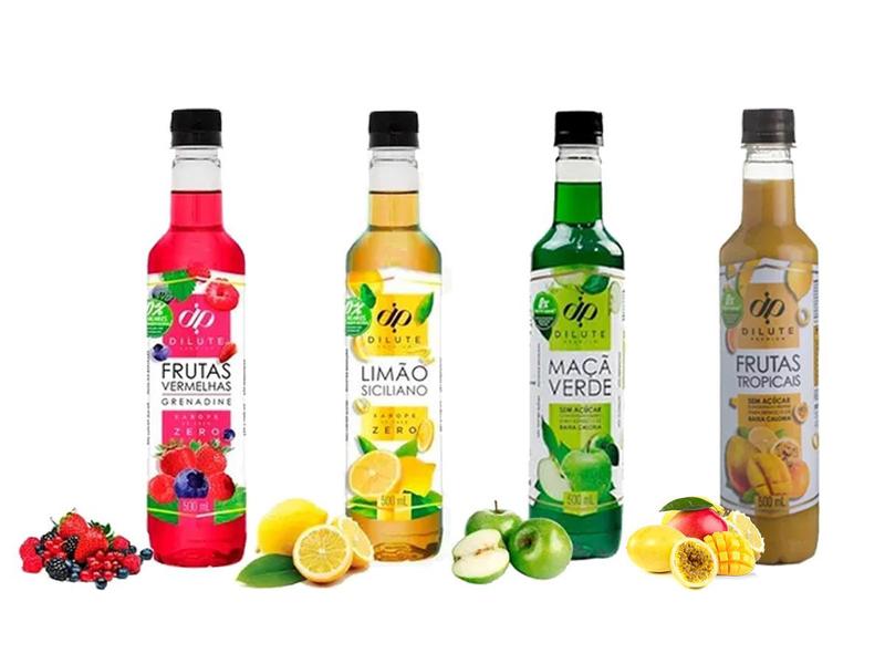 Imagem de Kit 4 Xarope Para Soda Italiana E Drinks Dilute Zero Açúcar 500ml