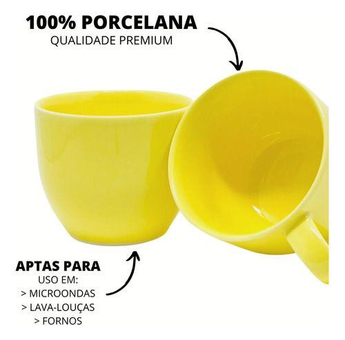 Imagem de Kit 4 Xicara 170ml Café Chá Porcelana Premium Cores