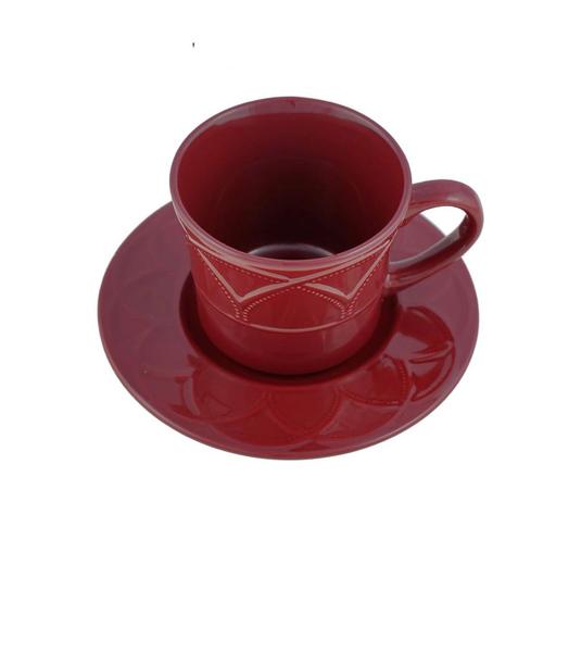 Kit 4 Xícaras Porcelna P/Chá C/Pires Vinho - 250ml - WOLFF Imagem de Kit 4 Xícaras Porcelna P/Chá C/Pires Vinho - 250ml - WOLFF
