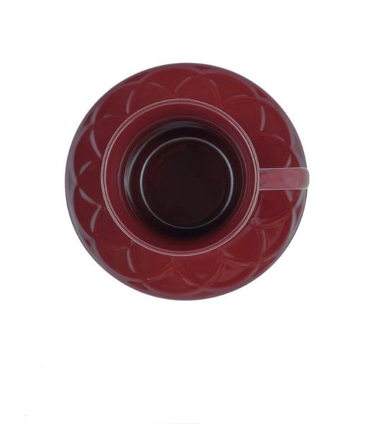 Kit 4 Xícaras Porcelna P/Chá C/Pires Vinho - 250ml - WOLFF Imagem de Kit 4 Xícaras Porcelna P/Chá C/Pires Vinho - 250ml - WOLFF