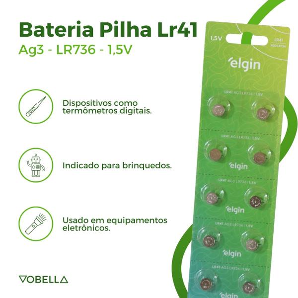 Imagem de Kit 40 Baterias Pilhas Alcalina Lr41 1,5v 4 Cartela Elgin