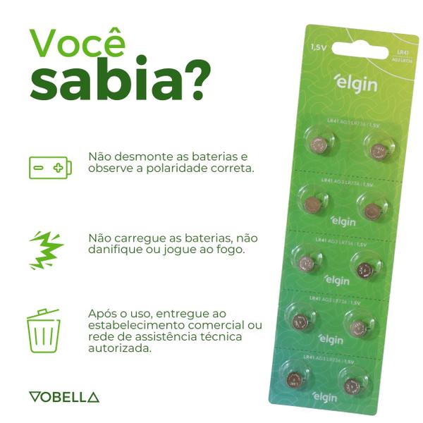 Kit 40 Baterias Pilhas Alcalina Lr41 1,5v 4 Cartela Elgin Imagem de Kit 40 Baterias Pilhas Alcalina Lr41 1,5v 4 Cartela Elgin