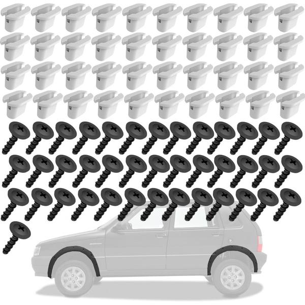Imagem de Kit 40 Buchas Com Parafusos Moldura Paralama Uno Mille Fire Economy Way 2004 2005 2006 2007 2008 2009 2010 2011 2012 2013