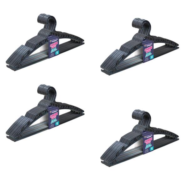 Kit 40 Cabide Preto Super Resistente Conjunto C/10Pç 40x16cm - Arqplast Imagem de Kit 40 Cabide Preto Super Resistente Conjunto C/10Pç 40x16cm