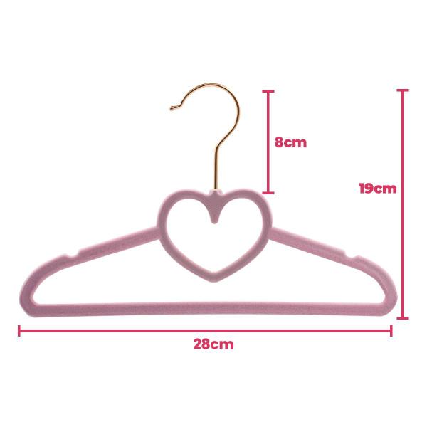 Kit 40 Cabides Veludo Rosa Gancho Rose Infantil 28cm Coração - ARBORETHO Imagem de Kit 40 Cabides Veludo Rosa Gancho Rose Infantil 28cm Coração