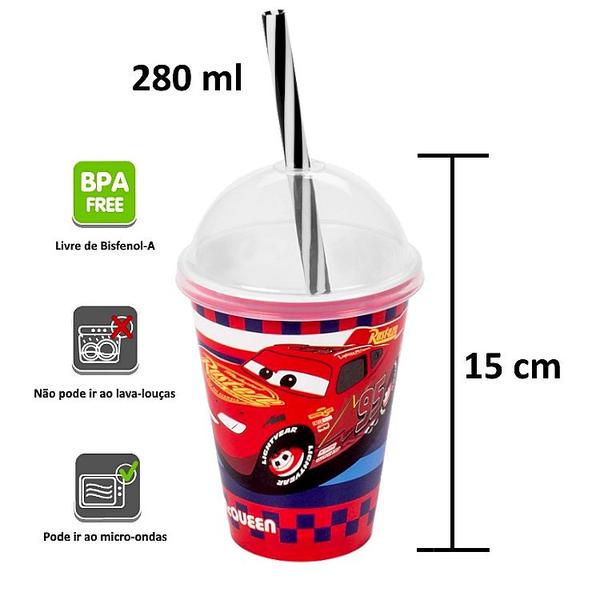 Kit 40 Copos Shake para Festa de Aniversário Carros Mcqueen - Plasútil Imagem de Kit 40 Copos Shake para Festa de Aniversário Carros Mcqueen