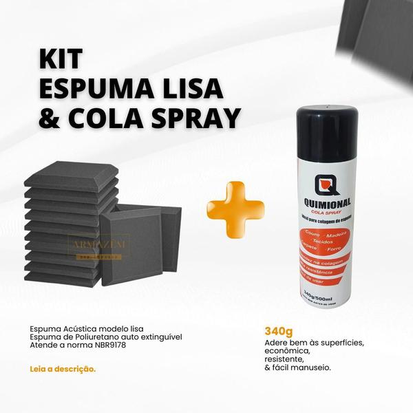 Imagem de Kit 40 Espuma Acústica p/ Isolamento de Som + Cola 400g