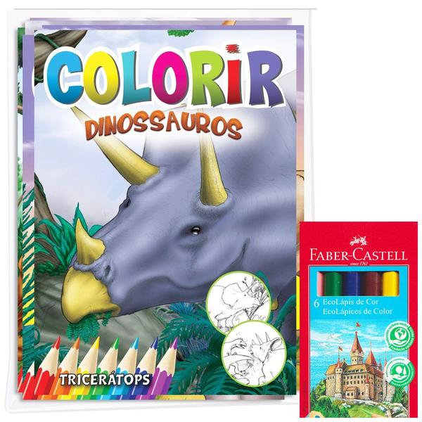 Imagem de Kit 40 Livros Para Colorir Dinossauros + 5 Caixa Mini Lápis de Cor Ideal Lembrancinhas