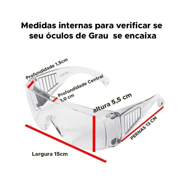 Imagem de Kit 40 óculos Proteção Epi Segurança Incolor De Sobrepor Ca - UN / 40