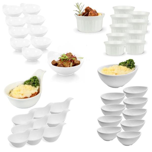 Imagem de Kit 40 Pecas com Mini Tigelas, Molheiras Branca para Finger Food  Bestfer 