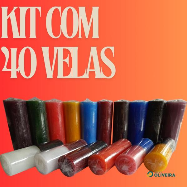 Imagem de Kit 40 Velas De 7 Dias Coloridas 100% Parafina Pura 250g