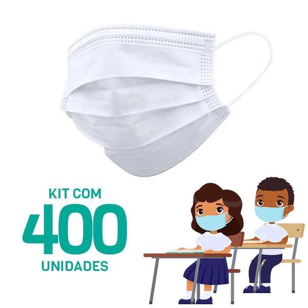 Imagem de Kit 400 Máscaras Descartáveis para Crianças - Cor Branco