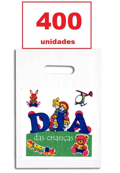 Imagem de Kit 400 Sacolas Plástica 33x24 Dia das Crianças Cosme Damião