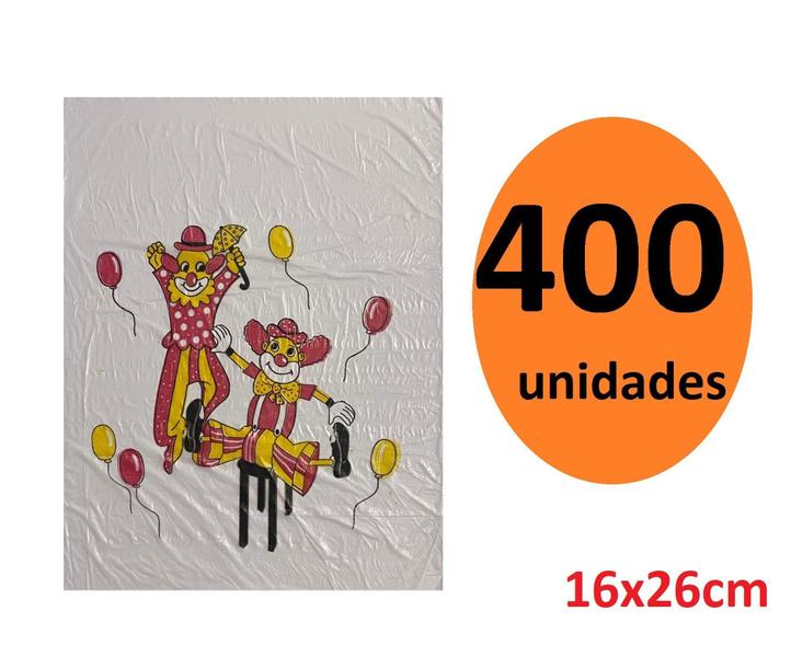Kit 400 Sacos De Plástico Palhaços Dia Das Crianças 16X26 - Lynx Imagem de Kit 400 Sacos De Plástico Palhaços Dia Das Crianças 16X26