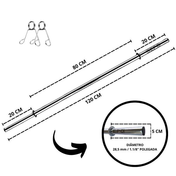 Imagem de Kit 40kg 16 Anilhas E Barras Com Presilhas Musculação