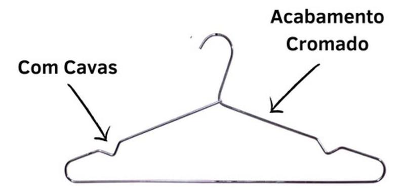 Imagem de Kit 40X Cabides Ganhco De Roupas Aço Cromado Com Cavas