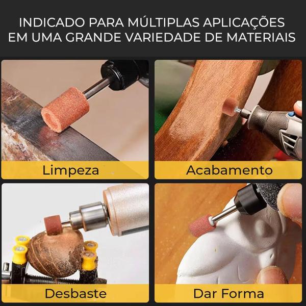 Imagem de Kit 42 Ponta Montada Haste 3Mm Óxido Alumínio Micro Retífica