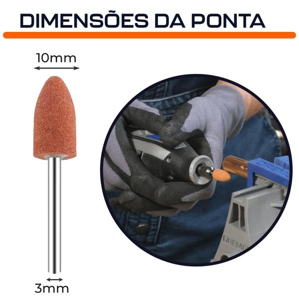 Imagem de Kit 42 Ponta Montada Haste 3Mm Óxido Alumínio Micro Retífica