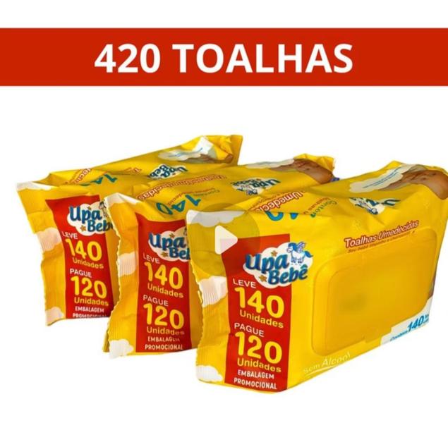 Imagem de Kit  420 lenço umidecido - 3 pacotes  upa bebe 