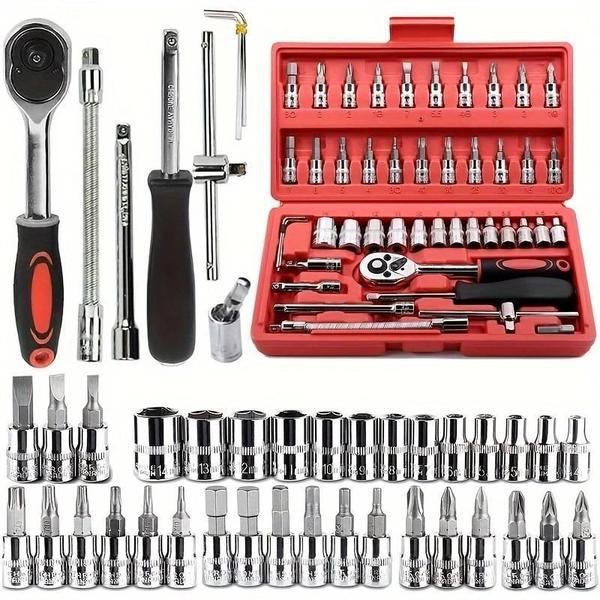 Imagem de Kit 46 Chave Catraca Jogo De Soquetes Allen Torx Ferramentas