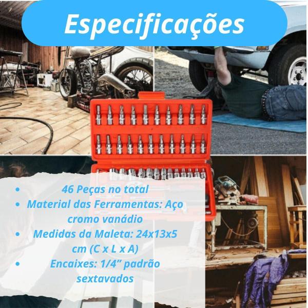 Kit 46 Chave Catraca Jogo De Soquetes Allen Torx Ferramentas Imagem de Kit 46 Chave Catraca Jogo De Soquetes Allen Torx Ferramentas