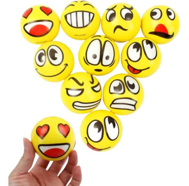 Imagem de Kit 48 Bola Macia Bolinhas  Emoji Anti Stress Smile Massagem