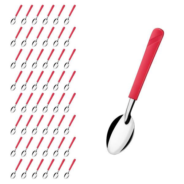 Kit 48 Colheres de Sopa Vermelho Luna Aço Inox e Plástico - Taumer Imagem de Kit 48 Colheres de Sopa Vermelho Luna Aço Inox e Plástico