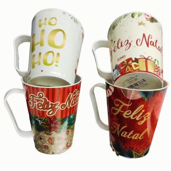 Imagem de Kit 48 Copos Caneca De Plástico Natal Noel 430Ml Com Alça