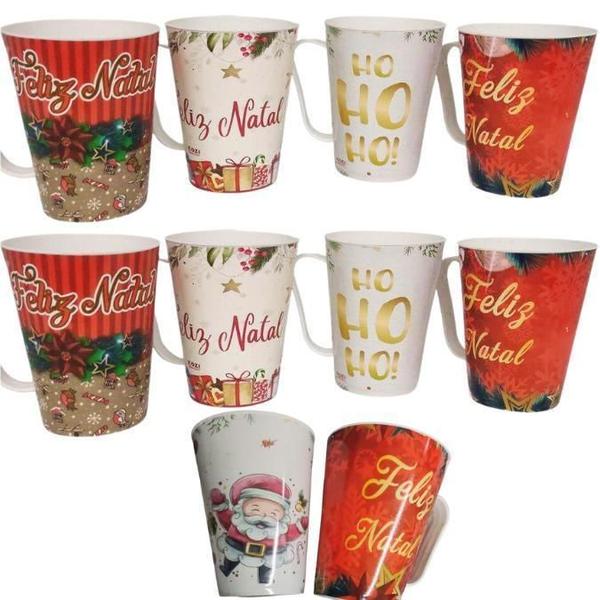 Imagem de Kit 48 Copos Caneca De Plástico Natal Noel 430Ml Com Alça