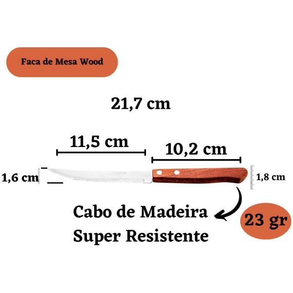 Imagem de Kit 48 Garfo e Faca de Mesa Wood Inox Com Cabo de Madeira Para Bar Restaurante Buffet Linha Wood