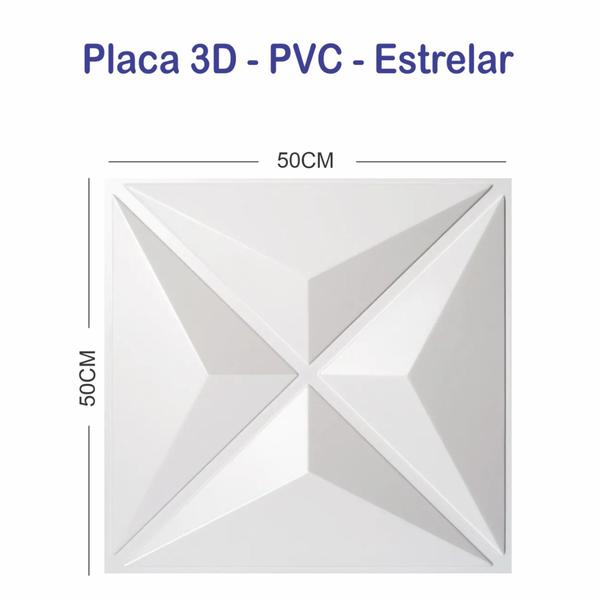 Imagem de Kit 48 placas 3d pvc ***auto adesiva*** modelo estrelar