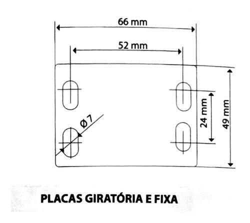 Imagem de Kit 48 Rodizio Girat. Roda 2pol. R210 Pvc Placa 30kg Por Roda