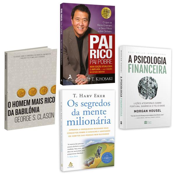 Imagem de Kit 4livros, Pai Rico, Pai Pobre + O Homem Mais Rico da Babilônia + Os Segredos da Mente Milionária + A Psicologia Financeira