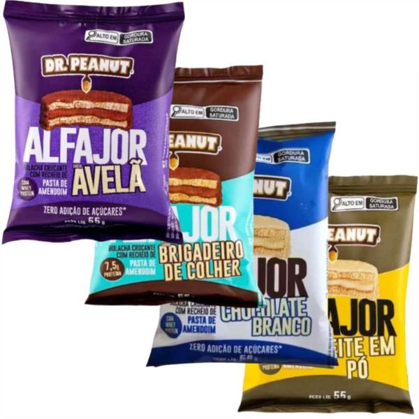 Imagem de Kit 4un Alfajor Dr Peanut C/ Whey Protein 55g cada Sabor Mix